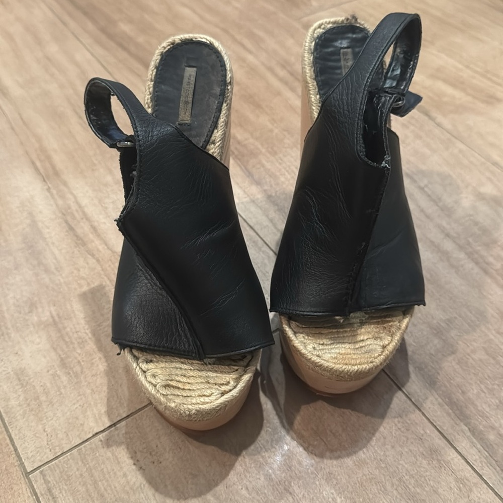 Max studio Shoes Women s Size 6 Black Camilla Wedge platform Open Toe Sandals - Picture 2 of 10